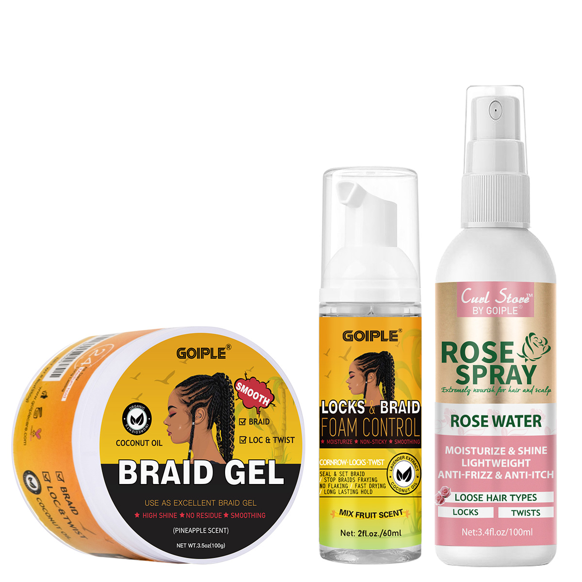 Men'S Grooming Gel - Hochglanz-Flechtgel, Reinigungsmousse, Feuchtigkeitsspendendes Rosenspray für Männer