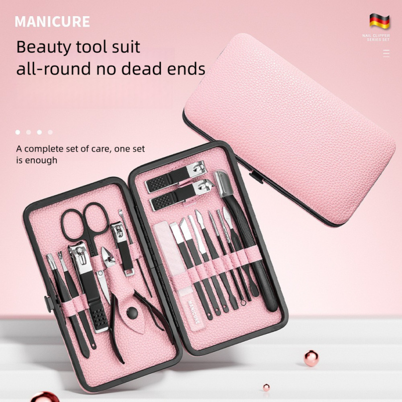 Mens Grooming Kit Gift Set - 18-teiliges Maniküre-Pediküre-Set, Professionelles Edelstahl-Pflegeset, Lederetui für