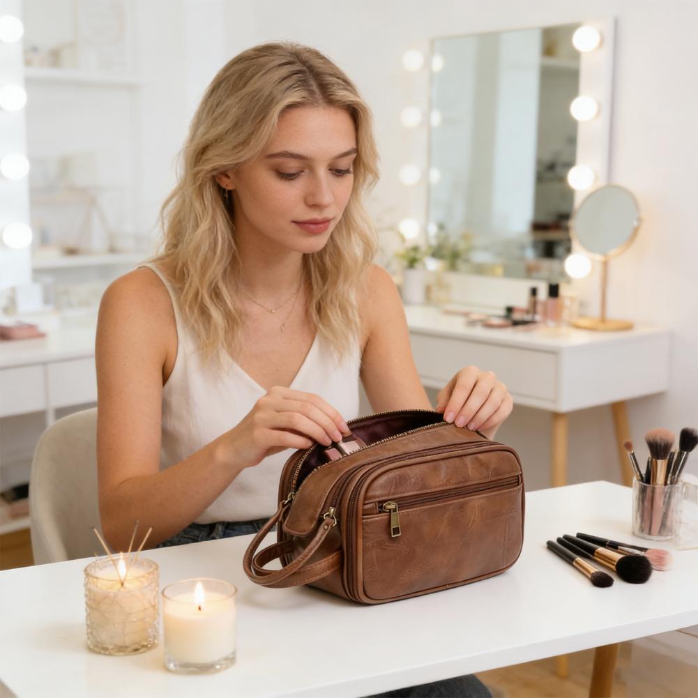 Men'S Grooming Makeup - Reise-Kosmetiktasche aus Kunstleder, Wasserfeste Toilettentasche, Wasserdichter