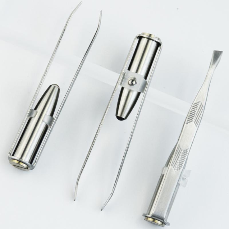 Men'S Grooming Makeup - Professionelle LED-beleuchtete Augenbrauenpinzette aus Edelstahl, Präzisionsclip