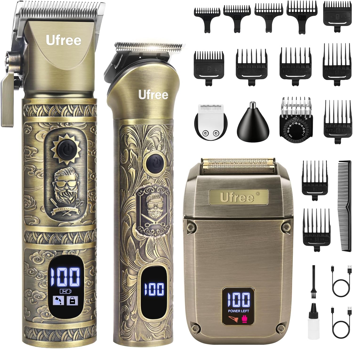 Mens Grooming Kit Gift Set - Bartschneider Haarschneidemaschine für Männer, Kabelloser Elektrorasierer-Set